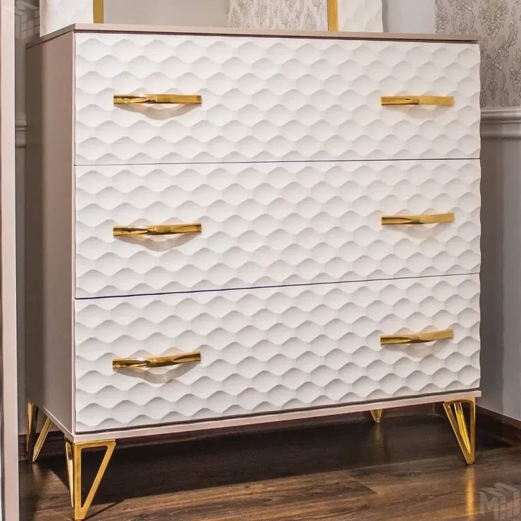 Комод Lara 3 ящика белый глянец