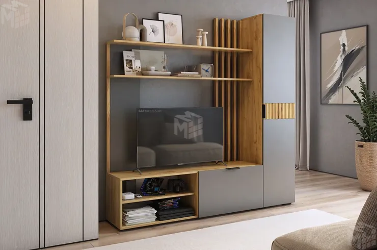 Гостиная Бери К1 дуб крафт золотой/графит