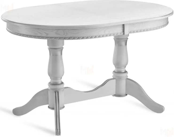 Стол деревянный раздвижной Барэнт 130 Белый с серебряной патиной