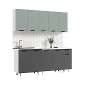 Кухня Рио New 2,0 (490) ЛДСП Сумеречный голубой/Графит, Белый (Антарес)