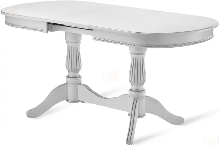 Стол деревянный раздвижной Кайнс 120 Белый с серебряной патиной