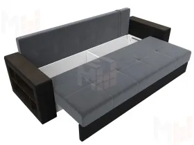 Диван прямой Дубай Лайт полки слева ( Серый\Черный )