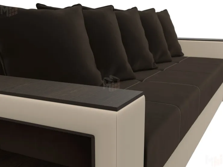 Диван прямой Дубай Лайт полки слева ( Коричневый\Бежевый )
