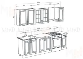 Кухня Престиж 2,0 (комп. 3) 900 жемчуг шервуд
