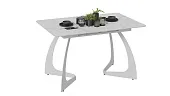 Стол обеденный раздвижной Конкорд Тип 2  Белый муар, Стекло матовое белый мрамор