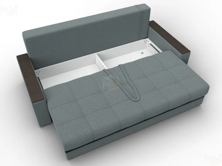 Диван прямой с декором Лига-096 НПБ ( Серый\Черный )