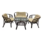 Комплект Багама с диваном с простыми  подушками и овальным столом