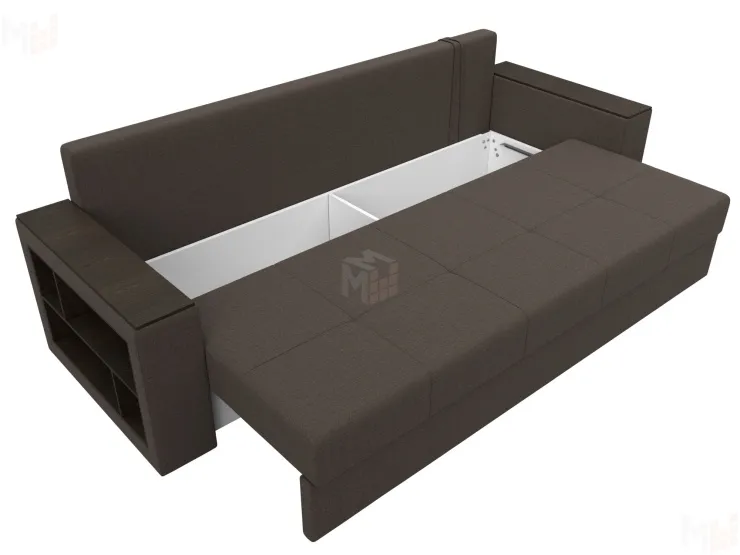 Диван прямой Дубай Лайт полки слева ( Коричневый )