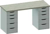 Стол письменный Ингар 2/55   дуб беленый / белый