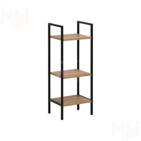 Стеллаж Leset Стилвуд 13 узкий, 3 полки (Чёрный/Дуб крафт золотой)