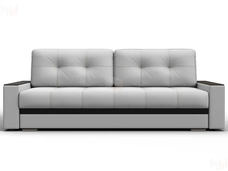 Диван прямой с декором Лига-096 НПБ ( Белый\Черный )