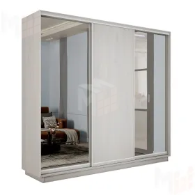 Шкаф-купе Экспресс трио 2 зеркала 2400 (Ясень Анкор светлый)