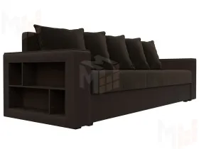 Диван прямой Дубай Лайт полки слева ( Коричневый )