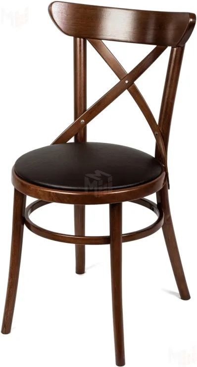 Стул деревянный венский Виен светлый орех/коричневая экокожа