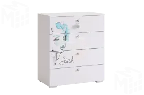 Комод  Гламур белый/белый глянец Комод  Гламур белый/белый глянец