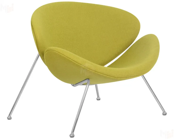 Кресло дизайнерское DOBRIN EMILY (светло-зеленая ткань AF3, хромированная сталь)