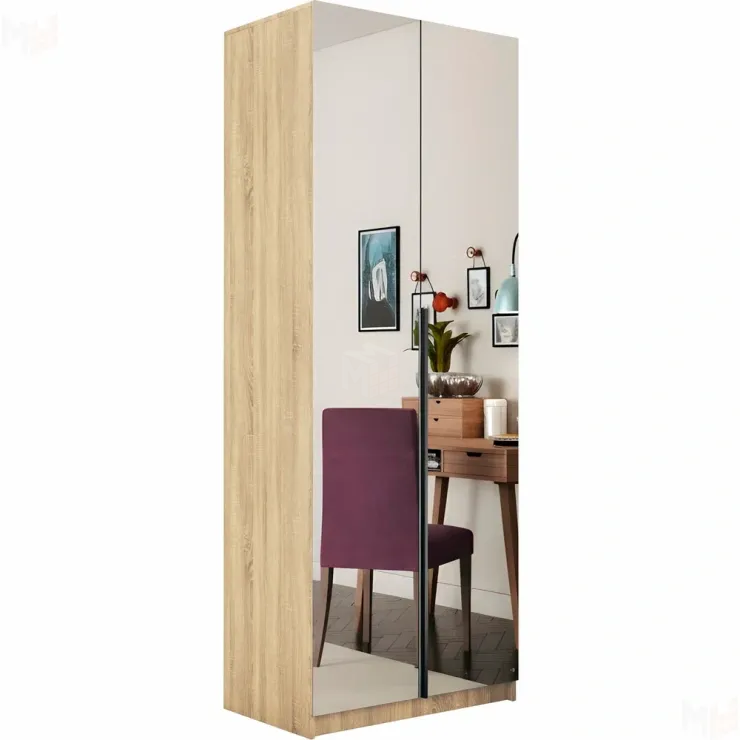 Шкаф  распашной  Локер 2-х дверный  с зеркалом 5 полок, 2 ящика 100 см.