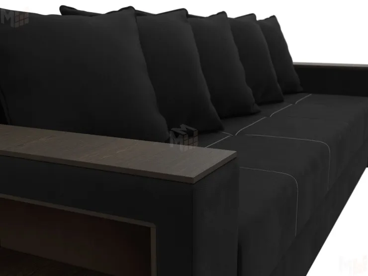 Диван прямой Дубай Лайт полки слева ( Черный )