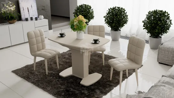 Стол обеденный Портофино - СМ(ТД)-105.01.11(1) Бежевое, Стекло бежевое матовое LUX