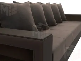 Диван прямой Дубай Лайт полки слева ( Коричневый\Коричневый )