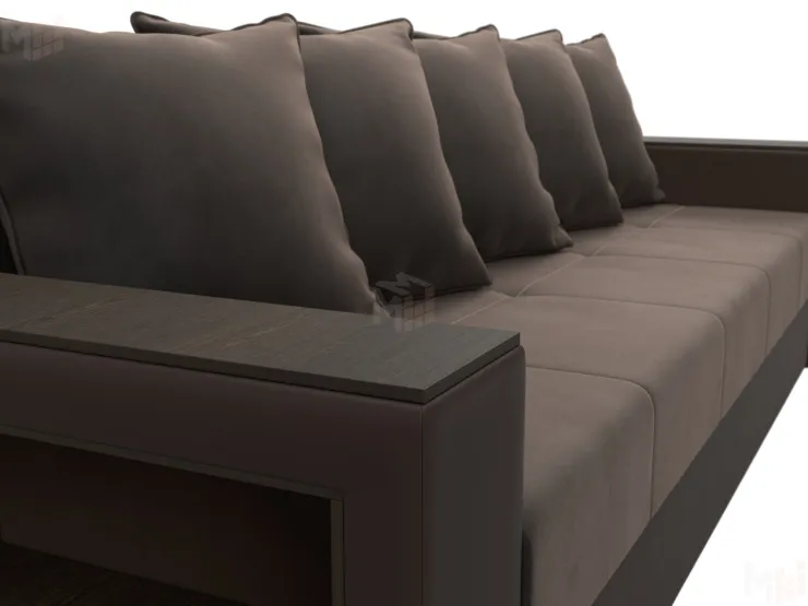 Диван прямой Дубай Лайт полки слева ( Коричневый\Коричневый )