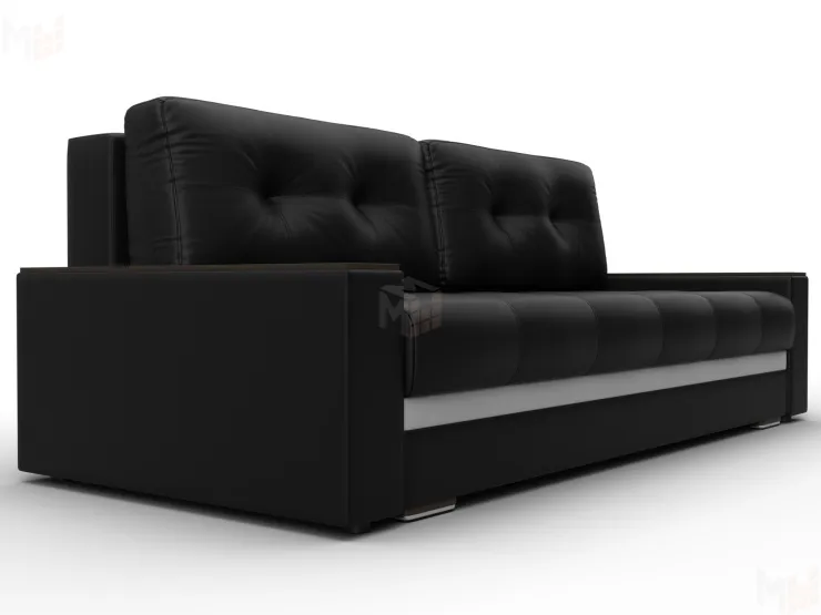 Диван прямой с декором Лига-096 НПБ ( Черный\Белый )