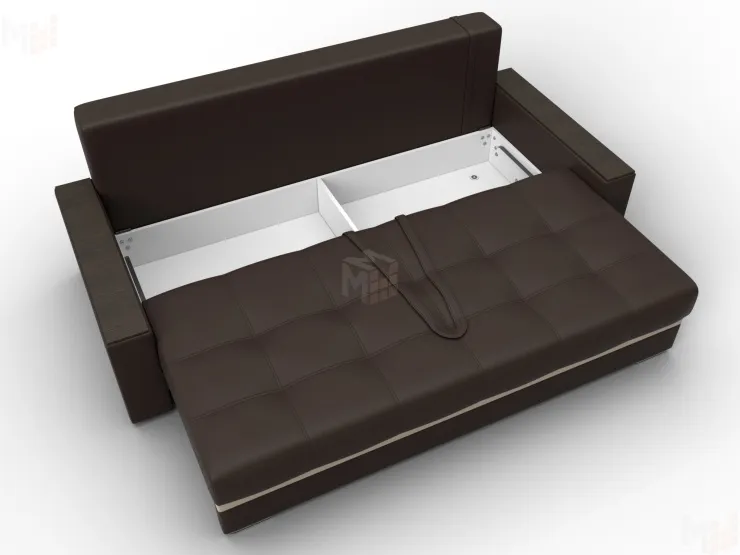 Диван прямой с декором Лига-096 НПБ ( Коричневый\Бежевый )