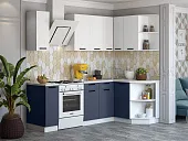 Кухня угловая Техно New 1,7*1,3 Белый софт/Ультрамарин софт