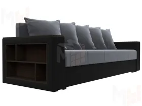 Диван прямой Дубай Лайт полки слева ( Серый\Черный )