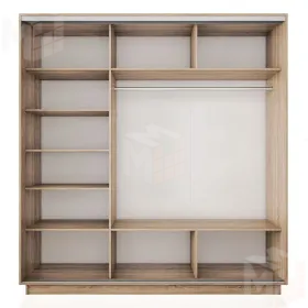 Шкаф-купе Экспресс трио 2 зеркала 2400 (Ясень Анкор светлый)