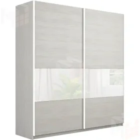 Шкаф-купе Прайм Широкий 2-х дверный 220 см, Ясень Анкор светлый/Белое стекло