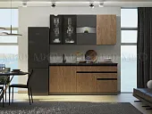 Кухонный гарнитур Техно-6 2,0 (экзотическое дерево амазония/графит)