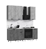 Кухня Рио New 2,0/900 (490) комп №2 ЛДСП Бетон светлый/Бетон темный, Графит (Антарес)