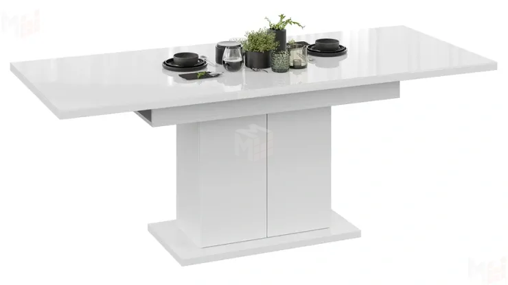 Стол раздвижной Детройт Тип 2 Белый, Стекло Белый глянец