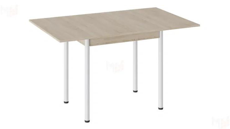 Стол  раздвижной Родос Тип 2 с опорой d40 Белый муар, Дуб Сонома