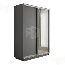 Шкаф-купе Оптим 2-х дверный 1 секция (ЛДСП, Зеркало) 120 см. 1 штанга, 6 полок, 2 ящика