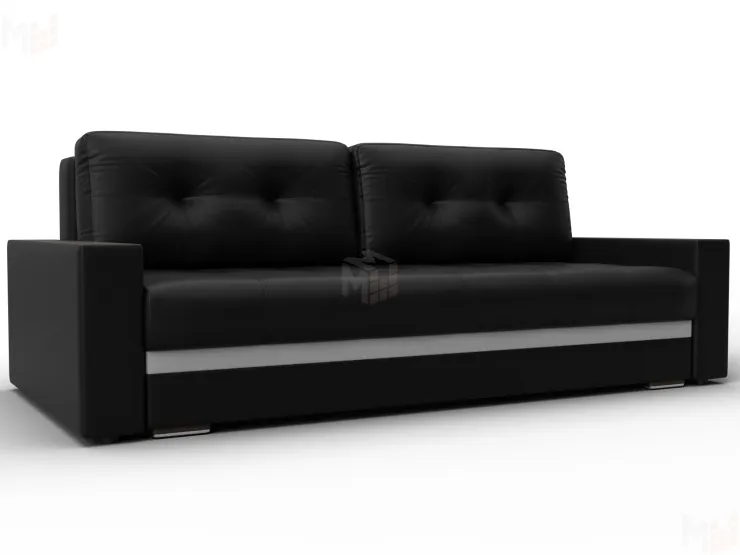 Диван прямой с декором Лига-096 НПБ ( Черный;Белый )