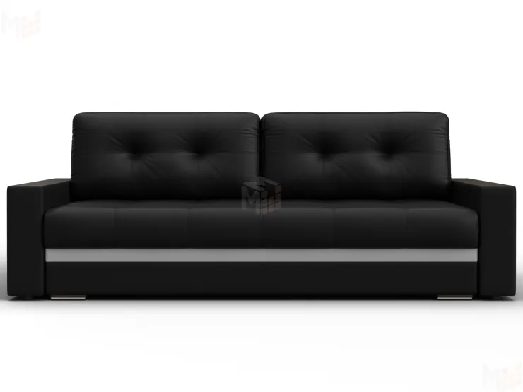 Диван прямой с декором Лига-096 НПБ ( Черный;Белый )