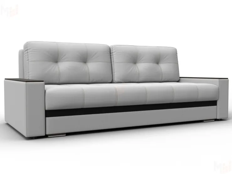 Диван прямой с декором Лига-096 НПБ ( Белый\Черный )