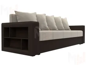 Диван прямой Дубай Лайт полки слева ( Бежевый\Коричневый )