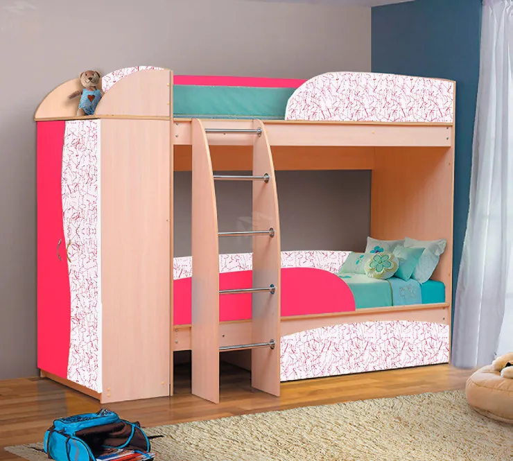 Двухъярусная кровать Омега 4А (МДФ) со шкафом