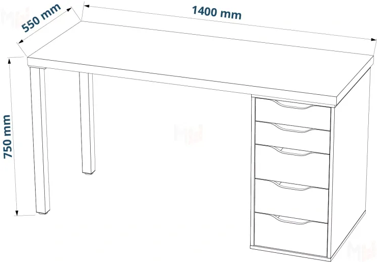 Стол письменный Ингар 2/5Т  белый