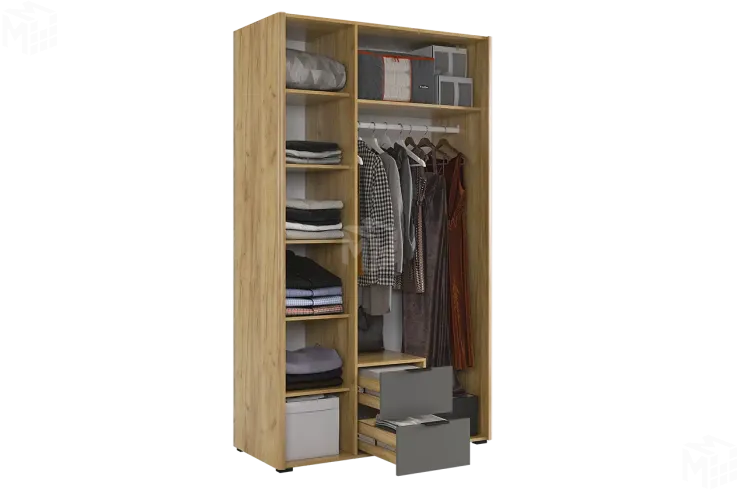 Шкаф трехдверный Адам  с зеркалом дуб крафт золотой/графит