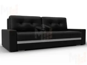 Диван прямой с декором Лига-096 НПБ ( Черный;Белый )