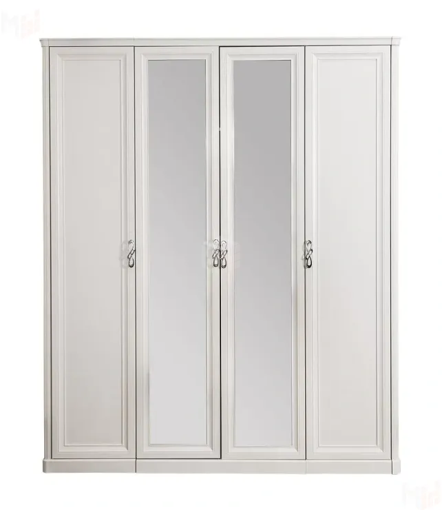 Шкаф Мишель 4-дверный (2+2) с зеркалом белый матовый