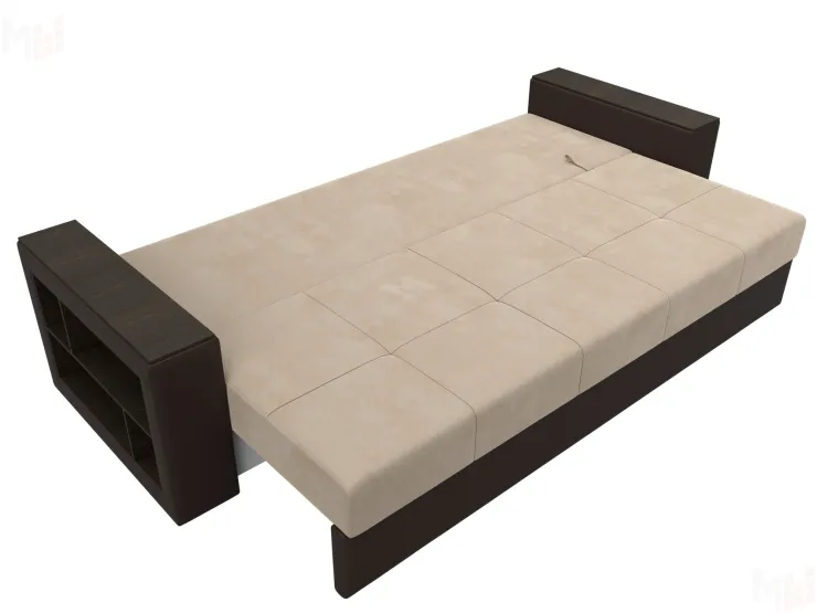 Диван прямой Дубай Лайт полки слева ( Бежевый\Коричневый )