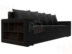 Диван прямой Дубай Лайт полки слева ( Черный )