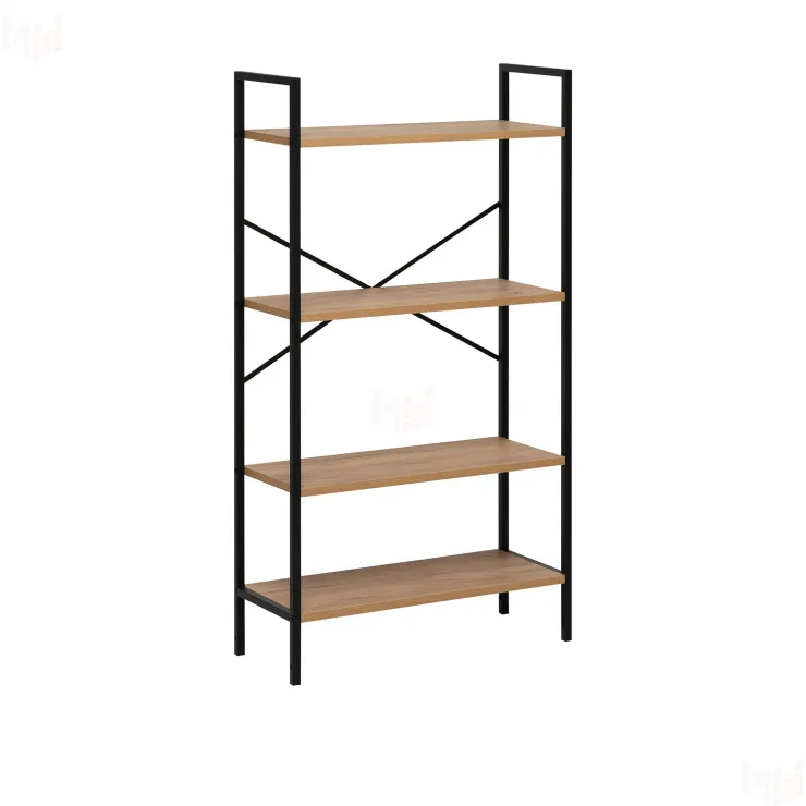 Стеллаж Leset Стилвуд 24 широкий, 4 полки (Чёрный/Дуб крафт золотой)