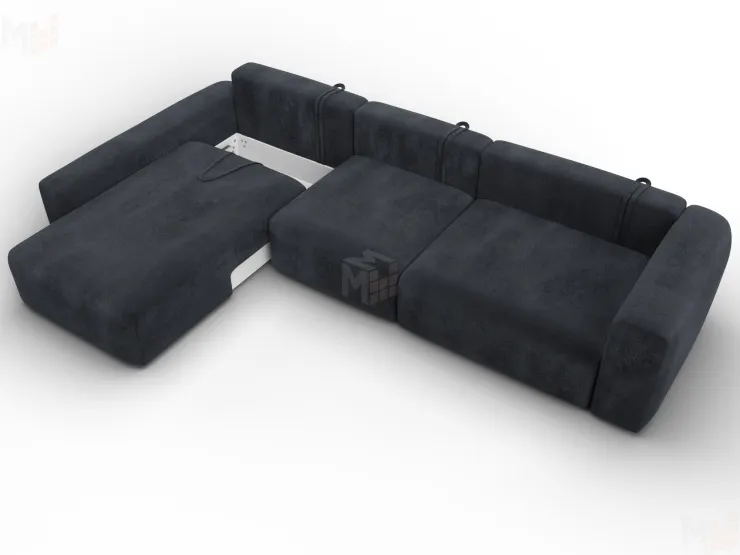 Диван угловой Лига-066 НПБ Лонг угол левый ( TOWER 11 темно-серый )