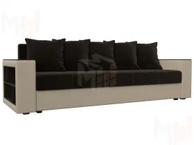 Диван прямой Дубай Лайт полки слева ( Коричневый\Бежевый )